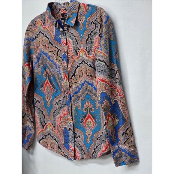 J. Crew Slim Perfect Shirt in Ratti Mediterranean Paisley Print Button Front 2 - Picture 3 of 5